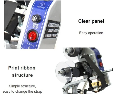 Portable Hand Press Ribbon Coding Machine für 220V 50/60Hz Spannung und 2*4mm Partikelgröße