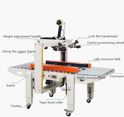 6-12 mm Dichtungsbreite Automatischer Ober- und Unterantrieb Gürtel Klebeband Dichtmaschine Gehäuse Karton Dichtmaschine