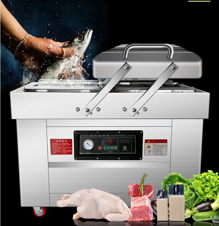Doppelkammer Vakuumverpackungsmaschine für Sojabohnen/Fleisch/Fisch/Schweinefleisch/Biene/Reis Kapazität 140 kg