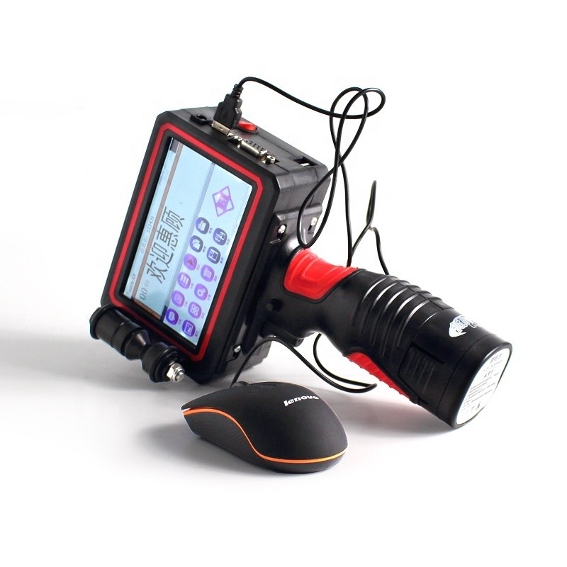 Tintaufdruckmaschine 42 ml Schnelltrockene Lösungsmittelfarbe 1-6 Zeilen Portable Hand Intelligent Date Code Definition LED-Bildschirm